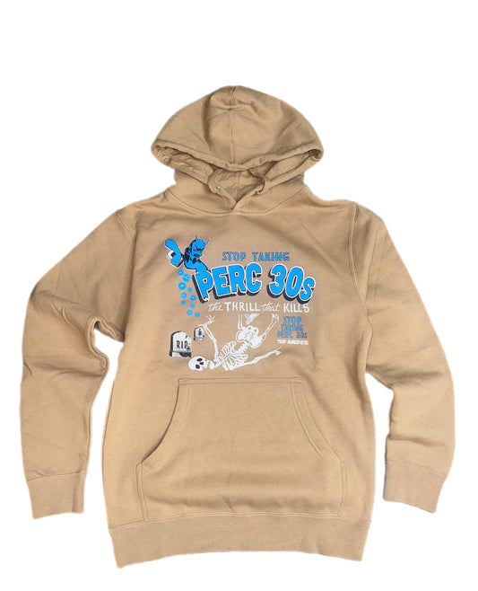STOP TAKING PERC 30s HOODIE (TAN/BLUE)