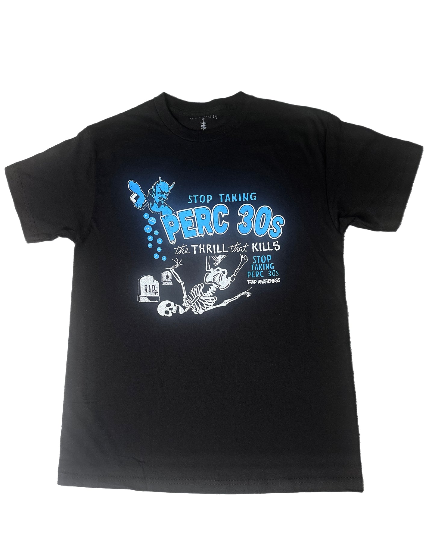 STOP TAKING PERC 30 Tee (Black/Blue)